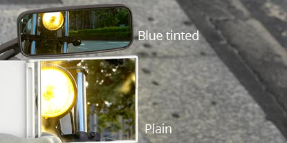 Blue tinted convex mirrors lens VS flat mirror lens