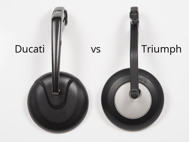 Triumph vs Ducati bar end mirror comparison