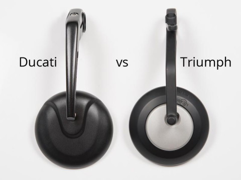 Who has the best bar end mirror? Triumph or Ducati? Triumph bar end mirror V.S. Ducati bar end mirror