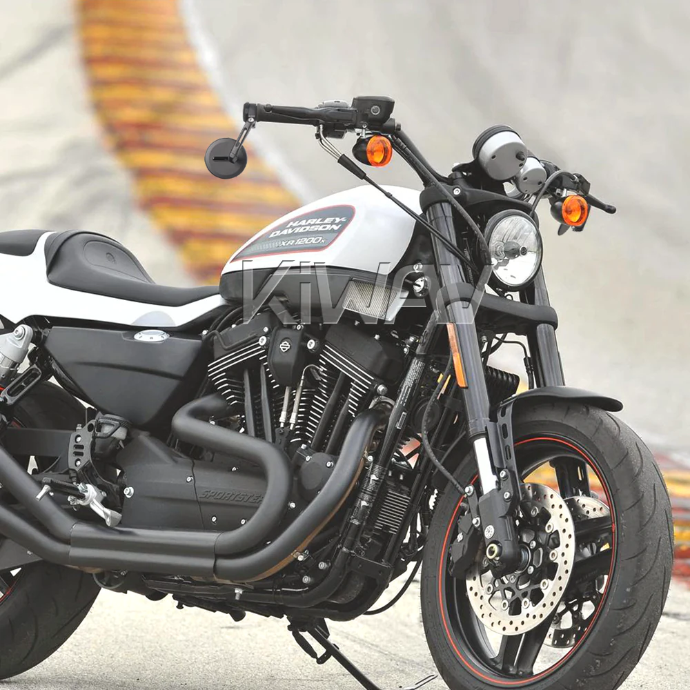 Ojo bar end mirrors on a Harley Sportster XR1200X