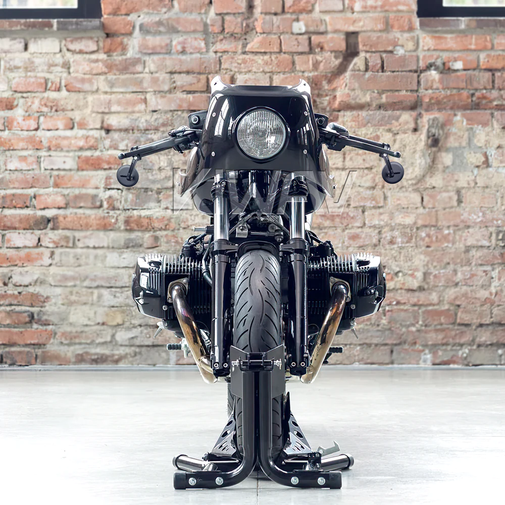 Ojo bar end mirrors on a custom motorcycle