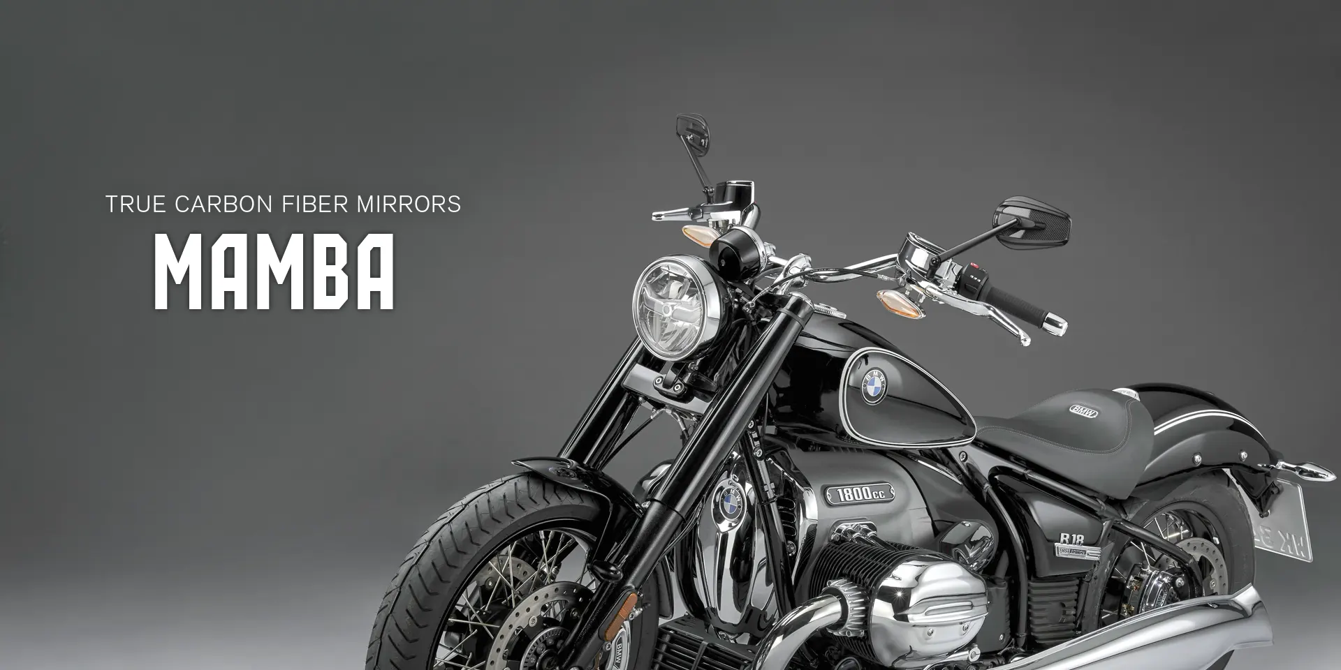 True carbon fiber mirrros - Mamba, on a BMW R18 motorcycle