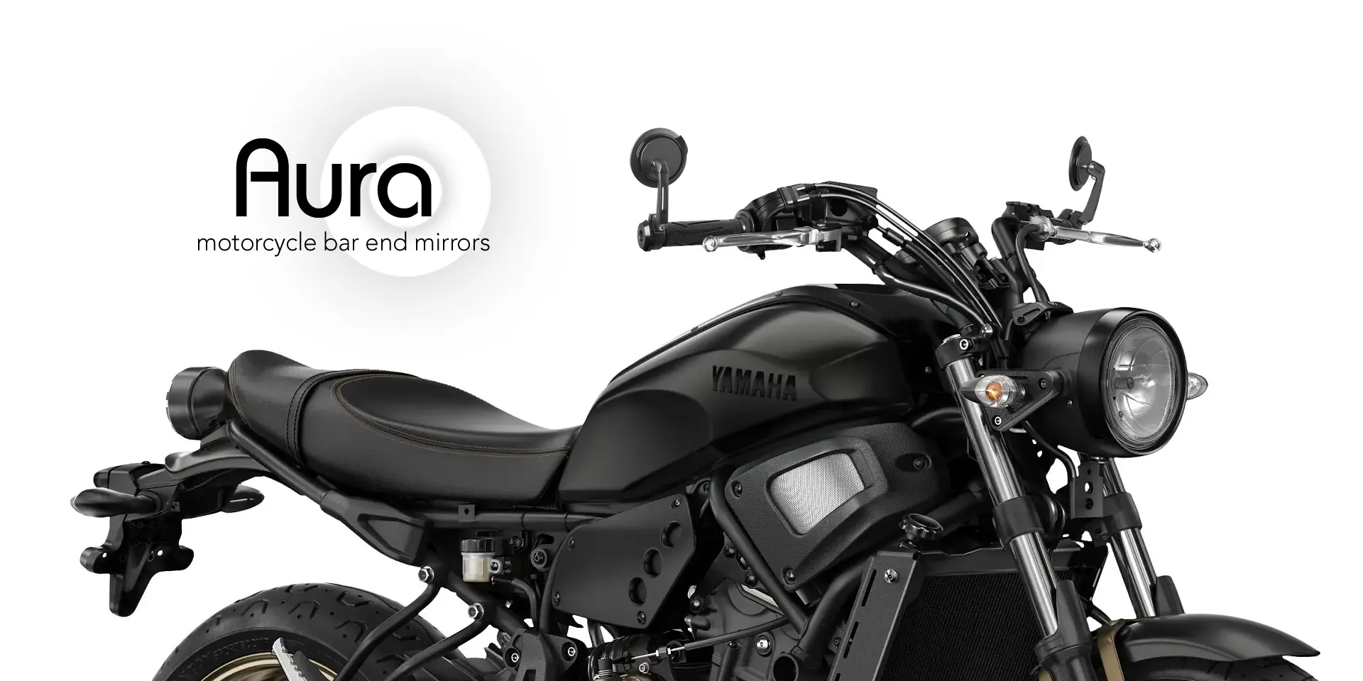 Super thin motorcycle bar end mirrors - Aura. Cafe racer style, low profile look.