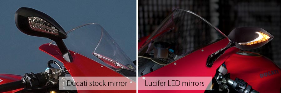 Lucifer mirrors and Ducati stock mirrors