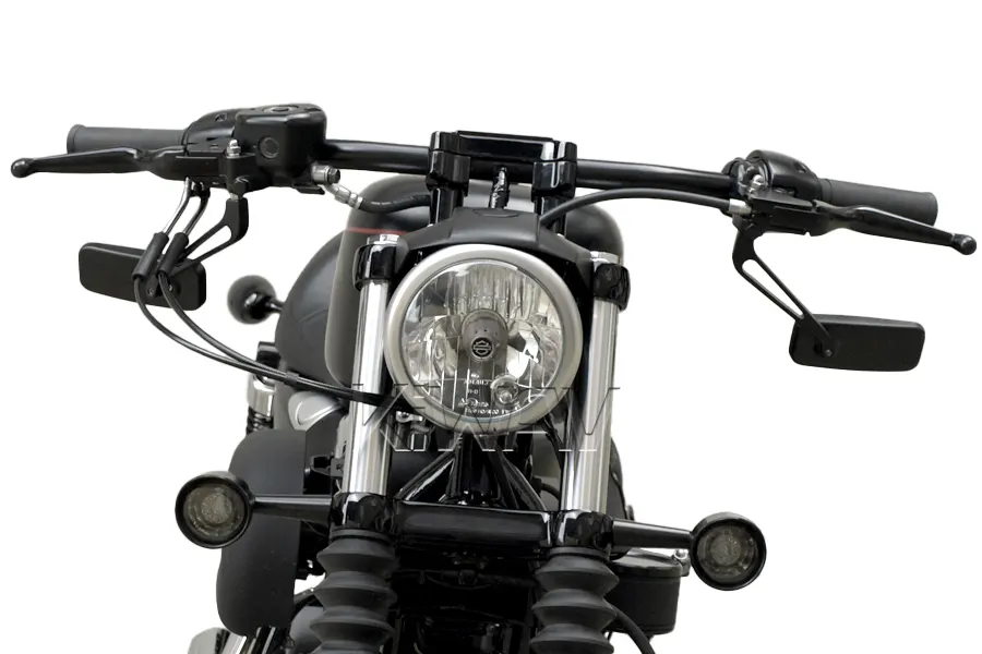 Handlebar mirrors mounted downward on a motorcycle