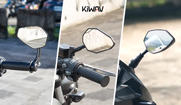 バイク用ミラー　KIWAV Magazi　オーバルミラー スクーター: バイクミラー オーバル 黒 スロット付き柄 M8 スクーター