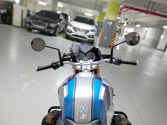 Eclipse mirrors on a BMW motorcycle