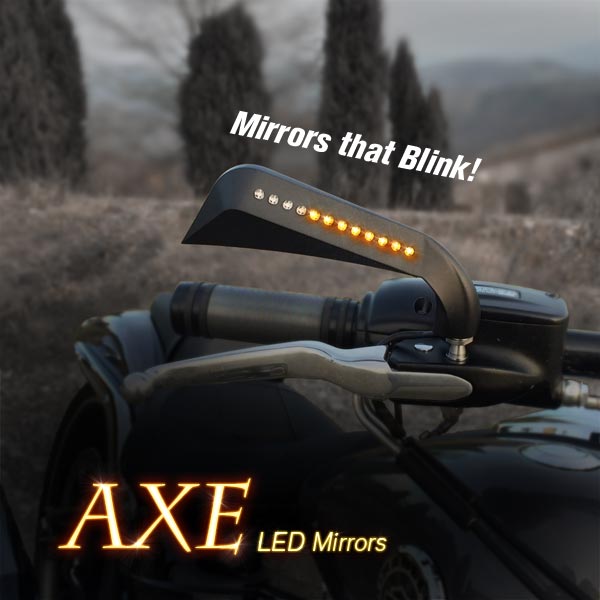 Turn signal LED motorcycle mirrors Axe