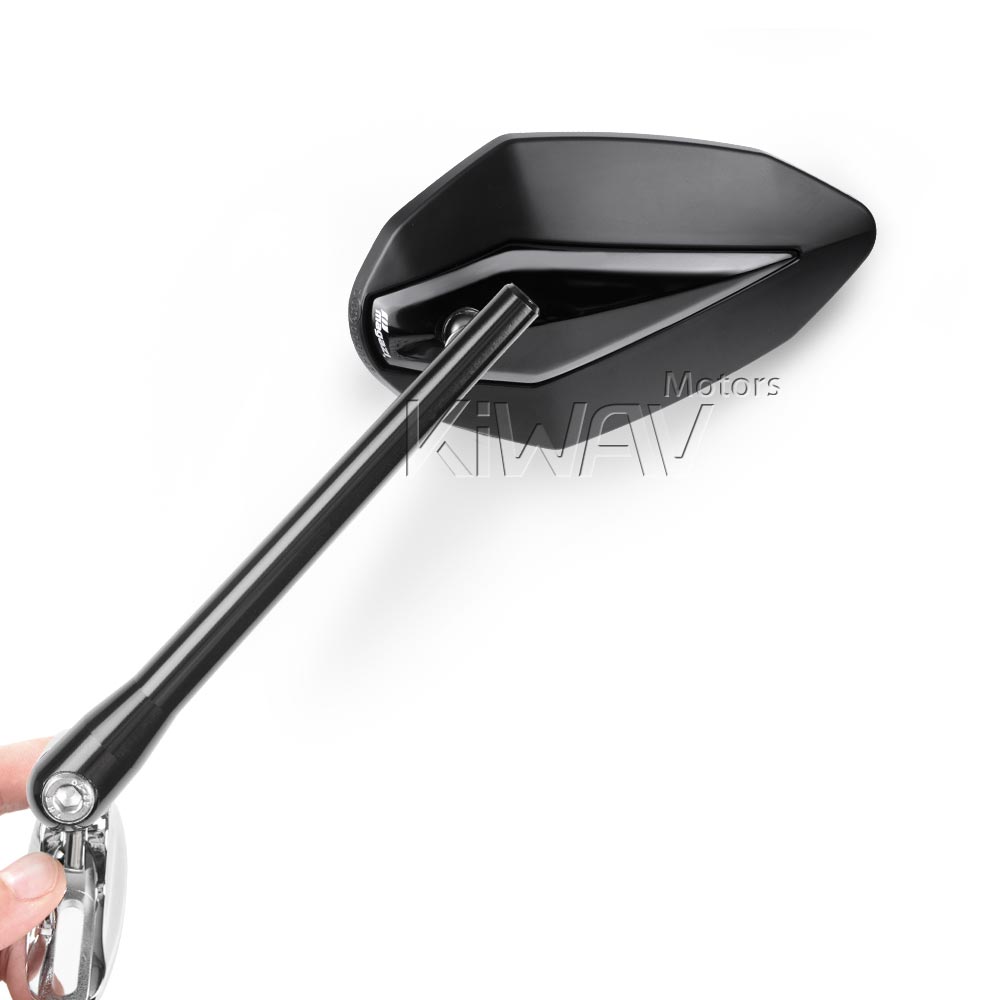 Venom black fairing mount mirrors w/ chrome adapter compatible with Ducati Panigale