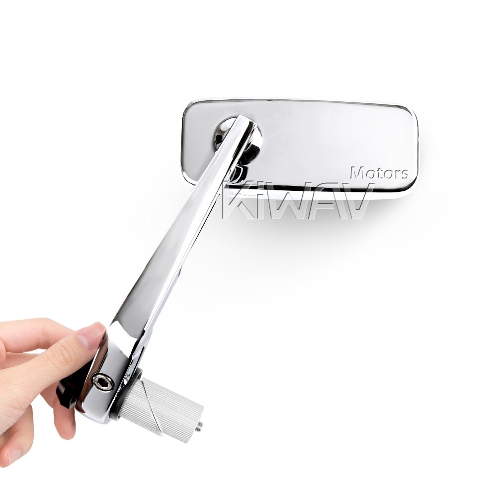 Classic chrome bar end mirrors universal fit for 1 and 1-1/4 inch hollow handlebar