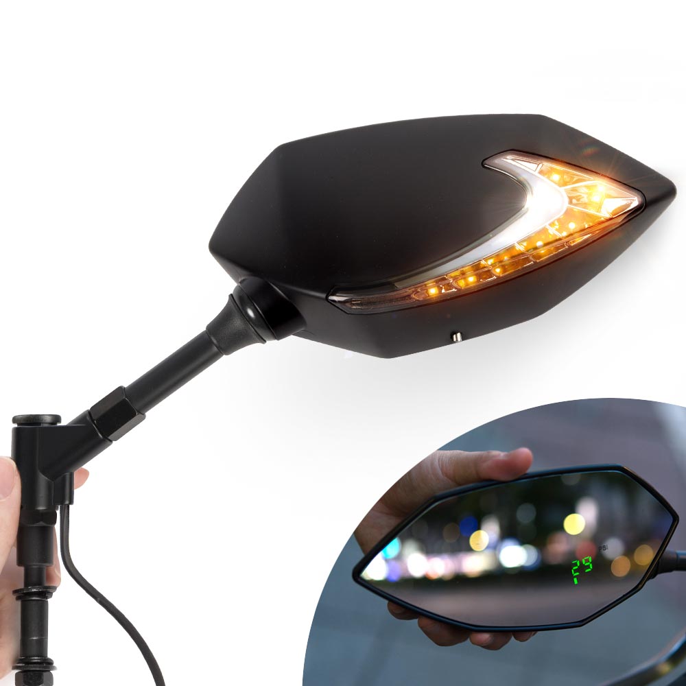 TPMS Lucifer LED mirrors black compatible with Harley Davidson