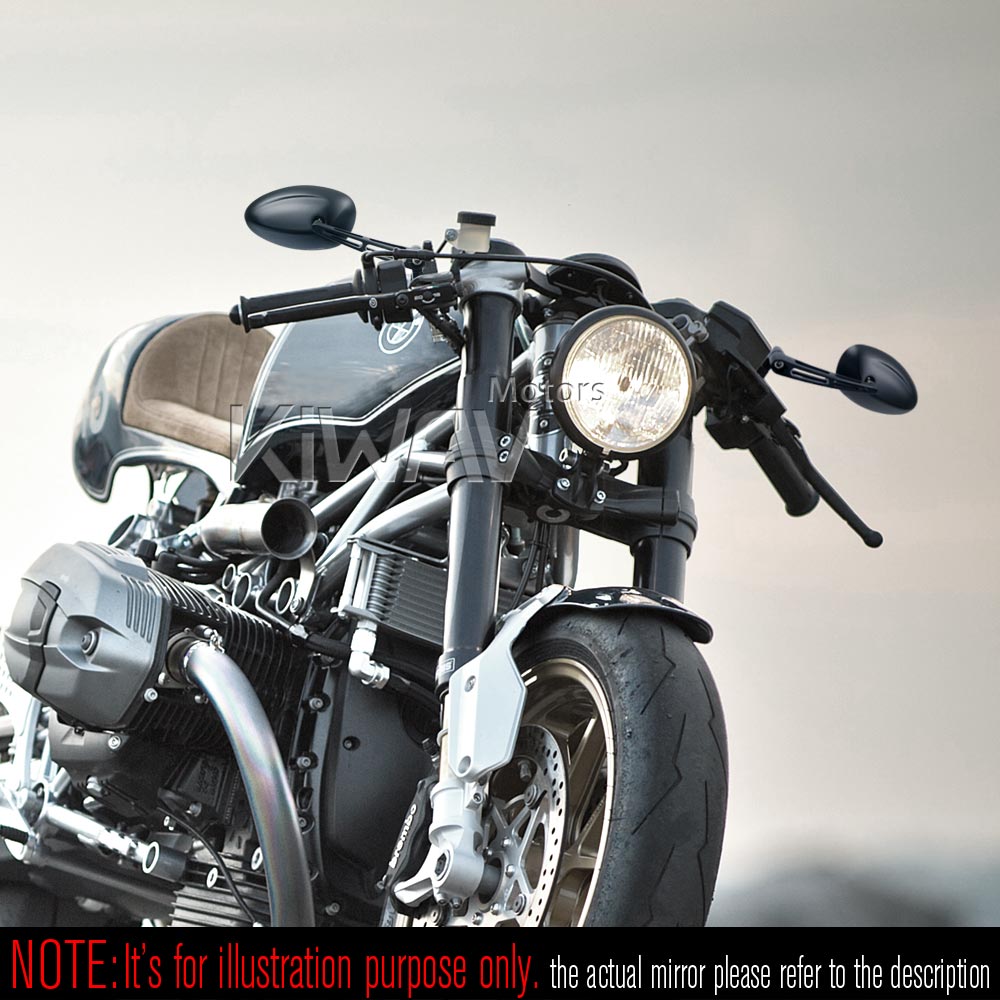 BMWに対応: バイクミラー オーバル 黒 スロット付き柄 M10 1.5