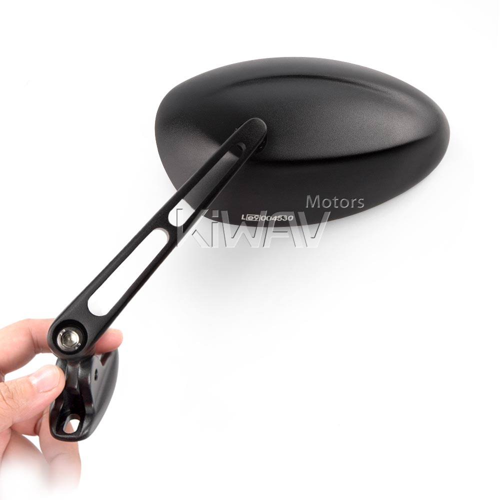 Oval black Fairing Mount mirrors with black adapter for sportsbike