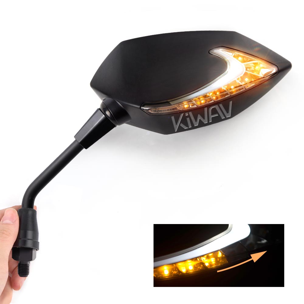 LED neat stem mirrors Lucifer with sequential effect black for Scooters