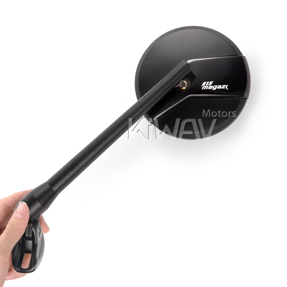 Missie black fairing mount mirrors w/ black adapter for sportbikes