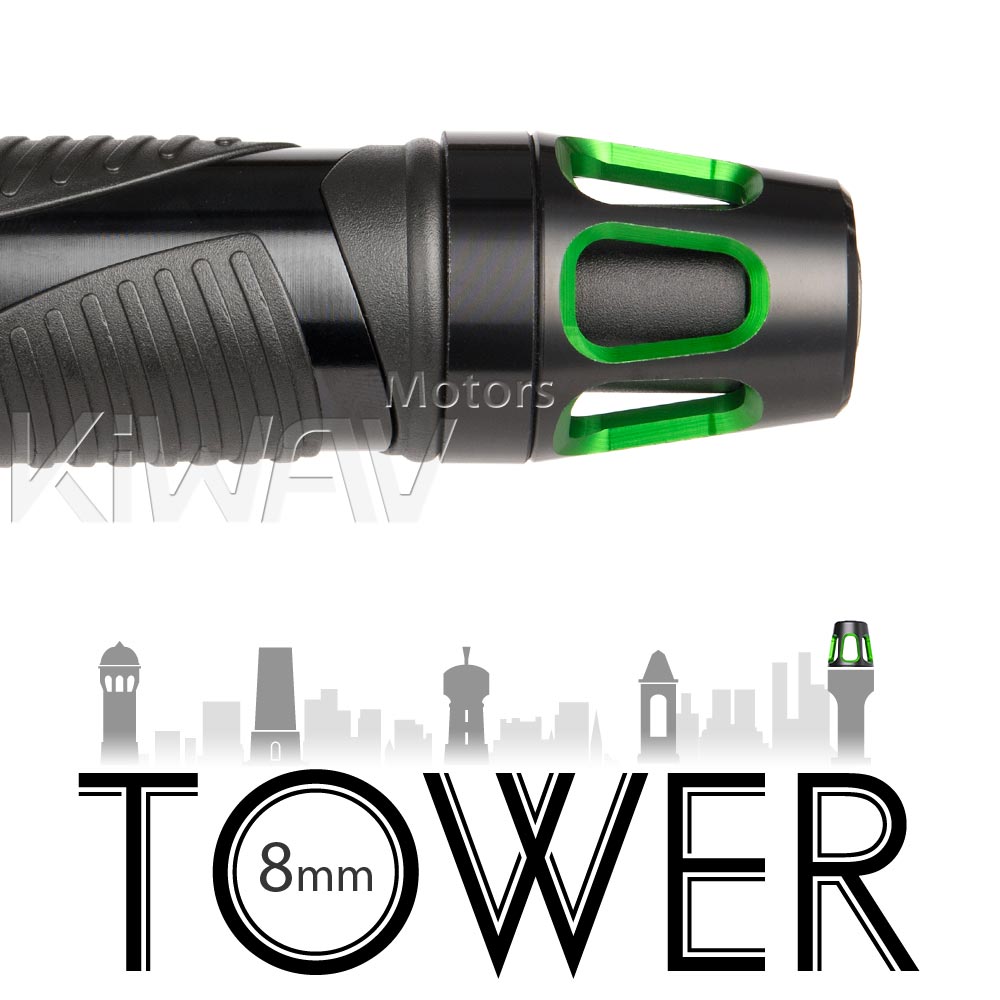 Tower green bar ends w/ black base 8mm