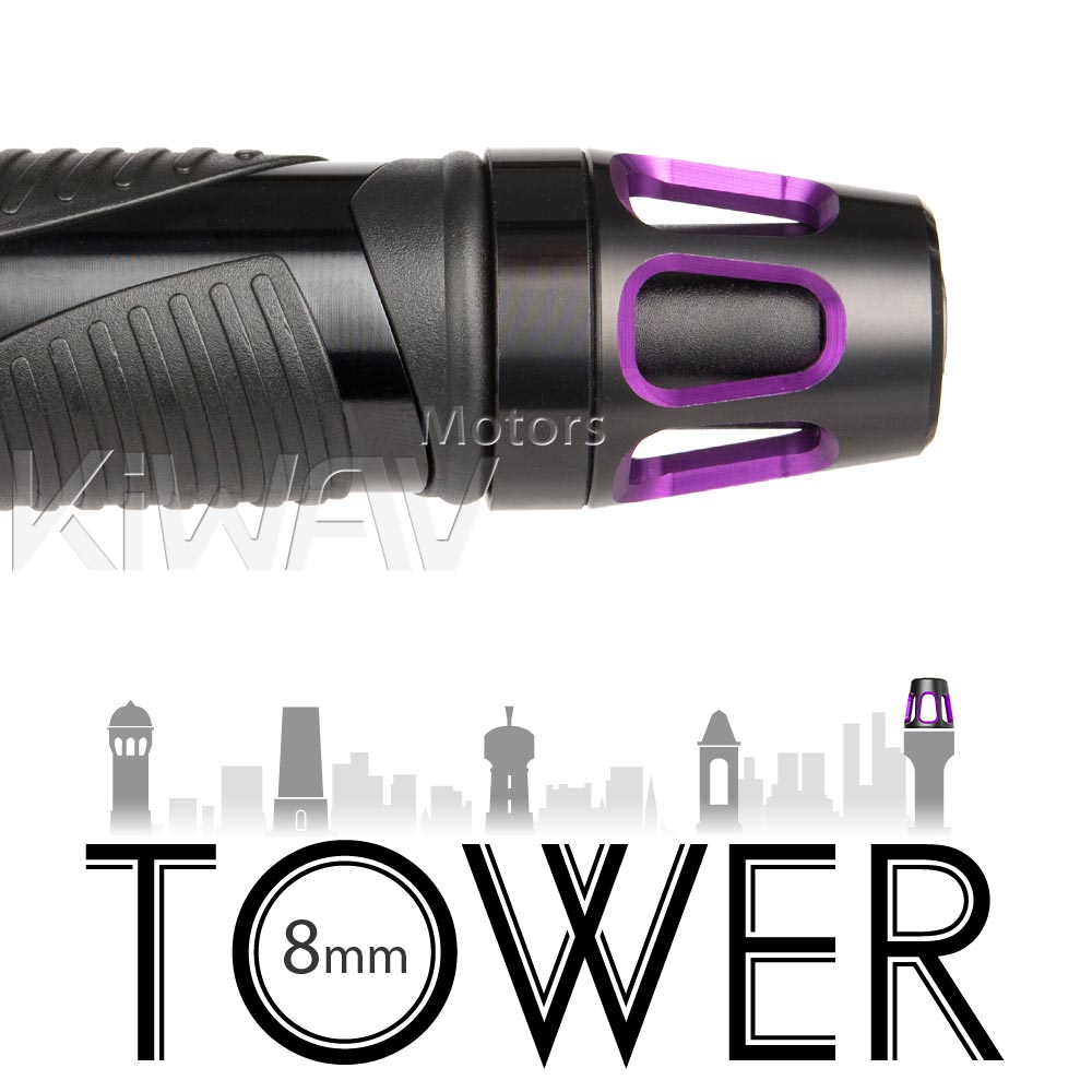 Tower purple bar ends w/ black base 8mm