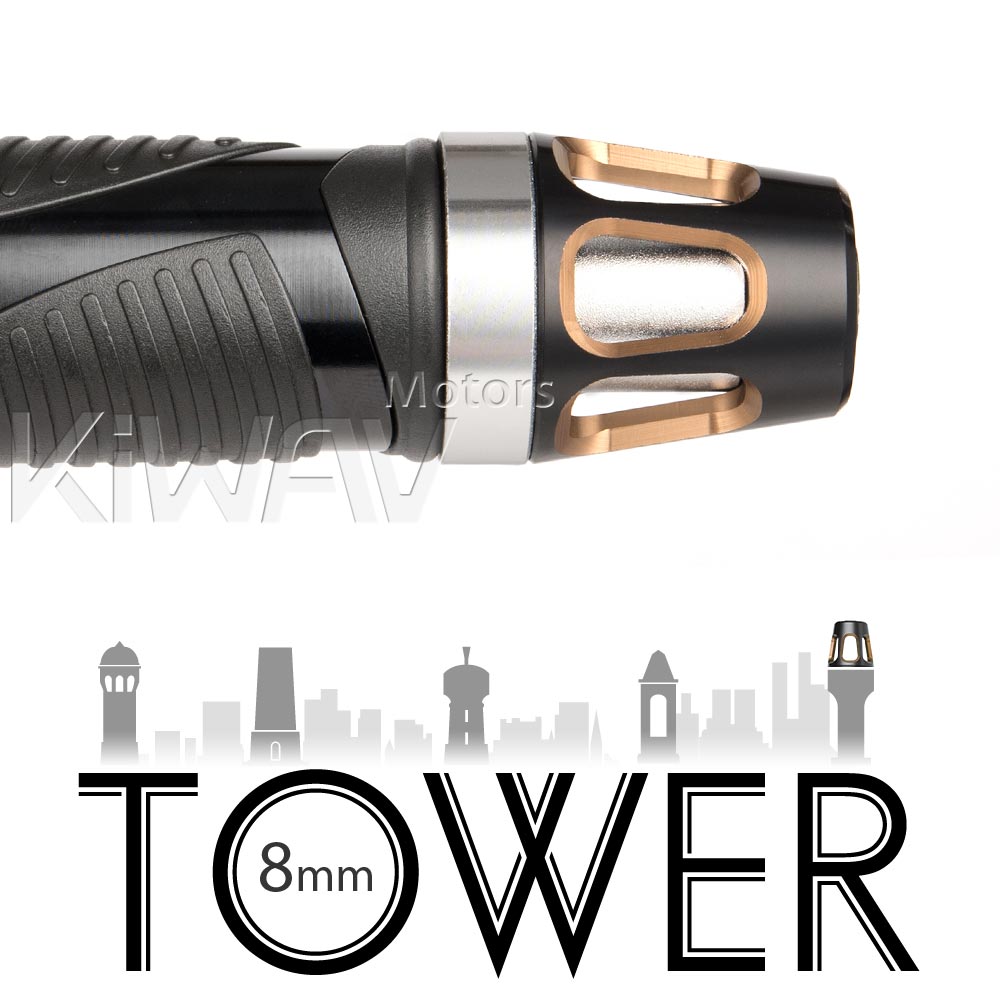 Tower titanium bar ends w/ silver base 8mm