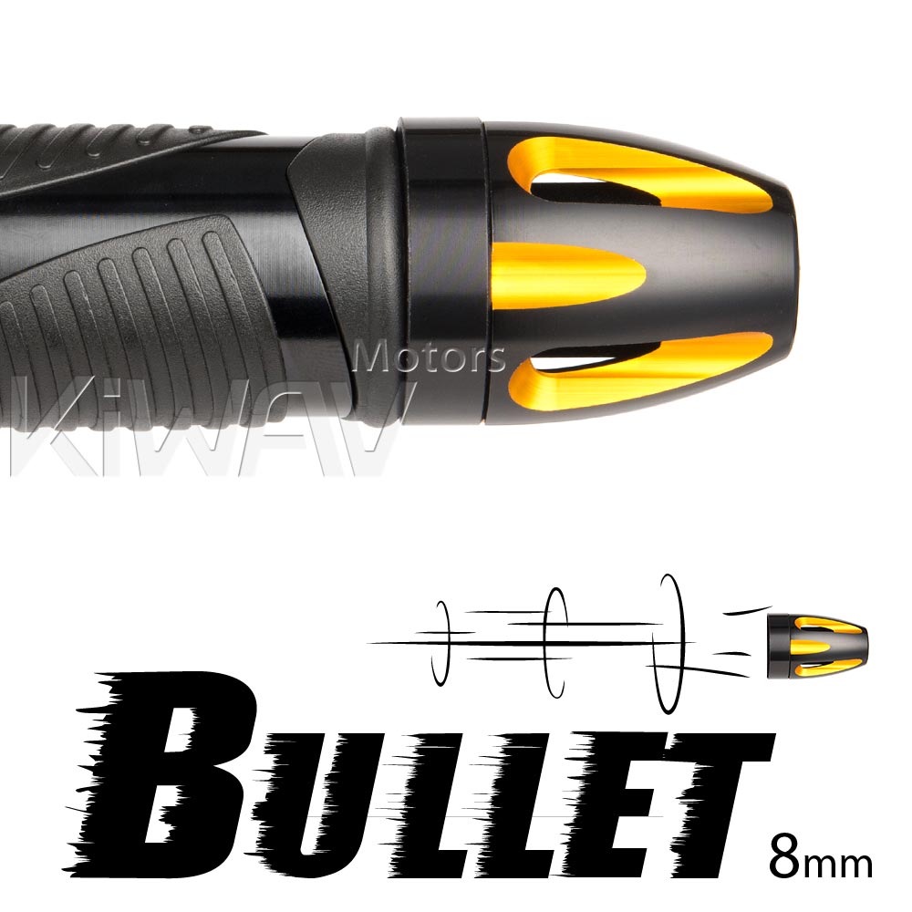 Bullet gold bar ends w/ black base 8mm