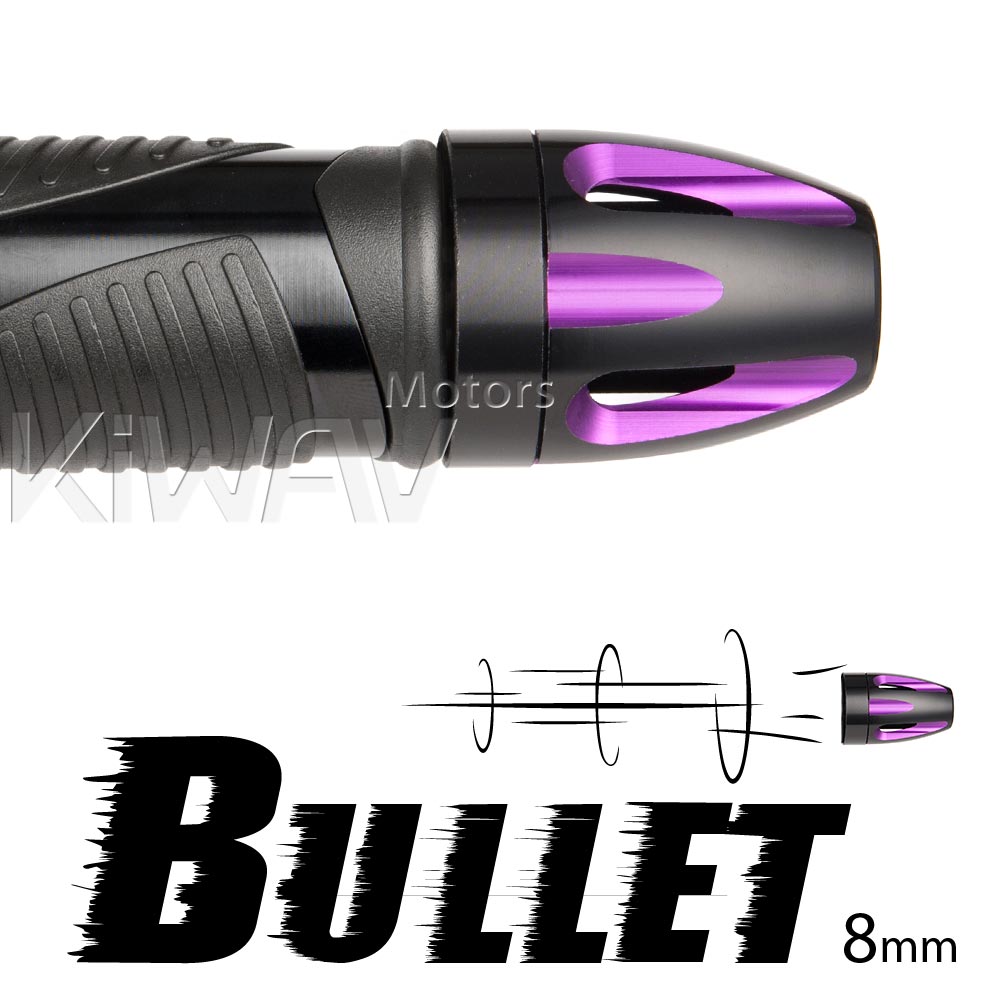 Bullet purple bar ends w/ black base 8mm