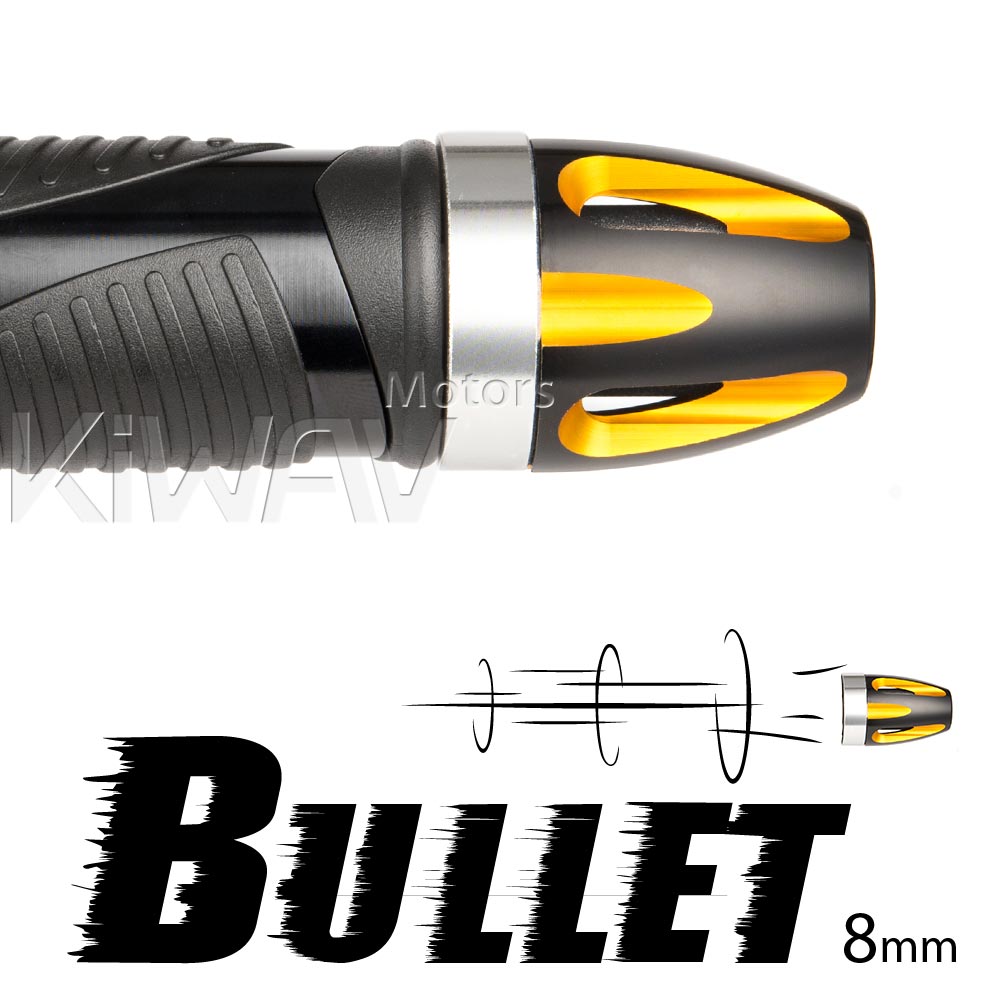 Bullet gold bar ends w/ silver base 8mm