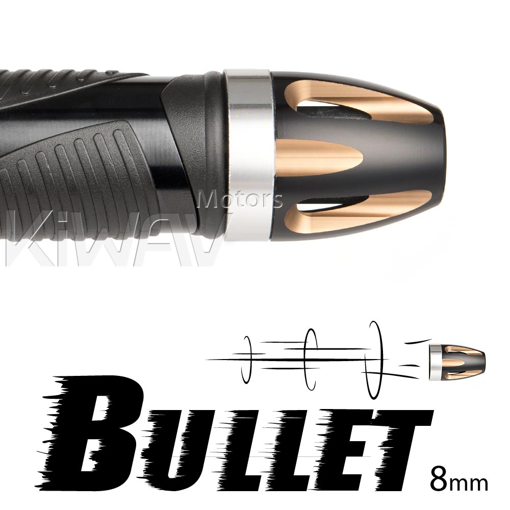 Bullet titanium bar ends w/ silver base 8mm
