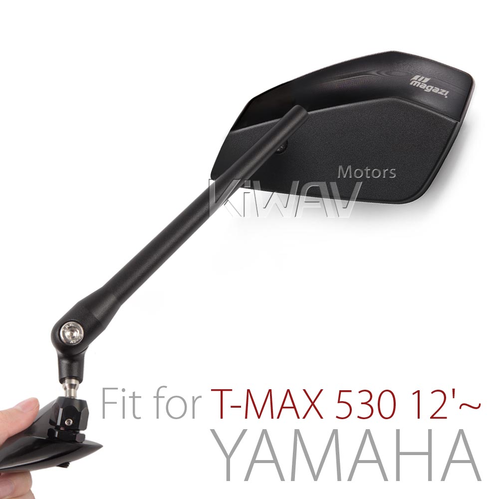 Cleaver black long stem mirrors compatible with YAMAHA T-MAX 530 12