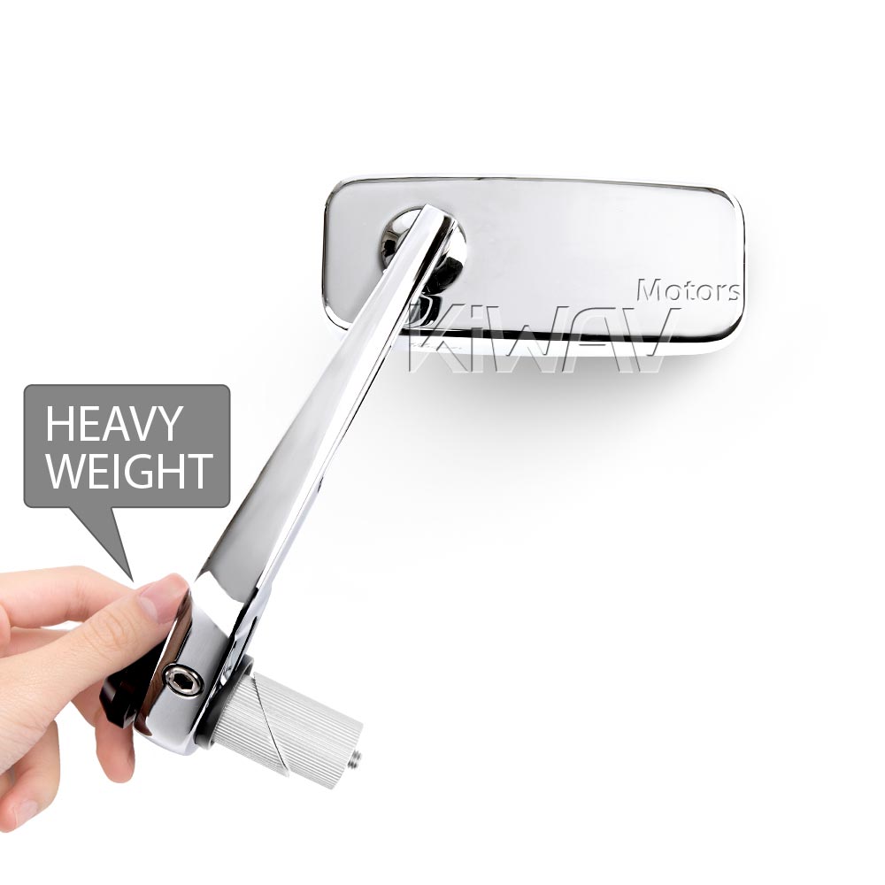 Classic chrome heavy weight bar end mirrors universal fit for 1 or 1-1/4 inch hollow handlebar