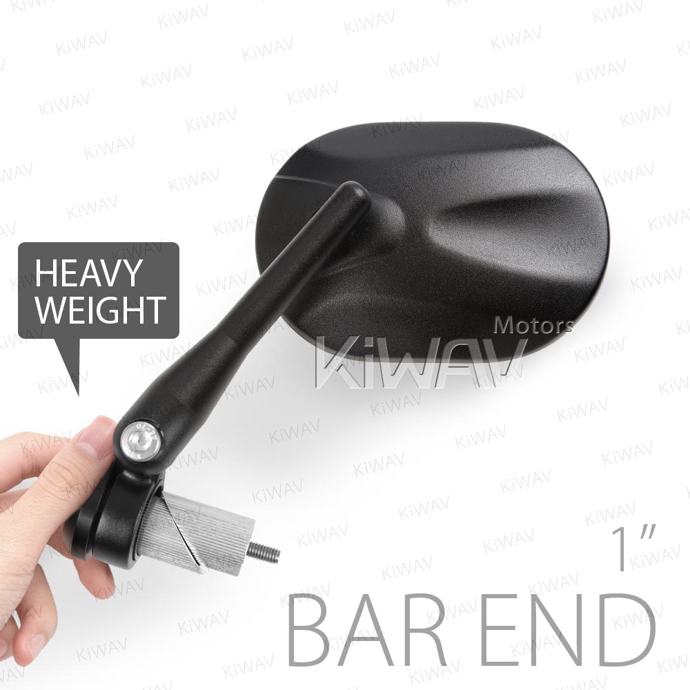 Stark black heavy weight bar end mirrors universal fit for 1, 1-1/4 inch hollow handlebar