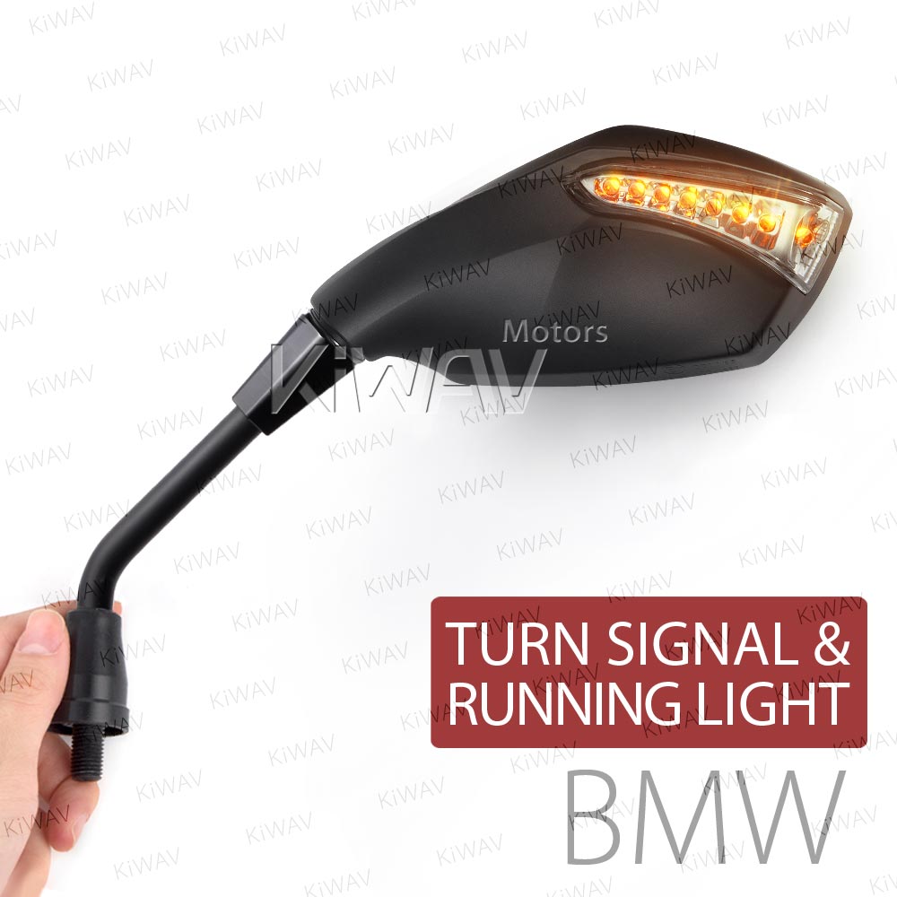 Fist black LED mirrors compatible with BMW with auxiliary LED running light