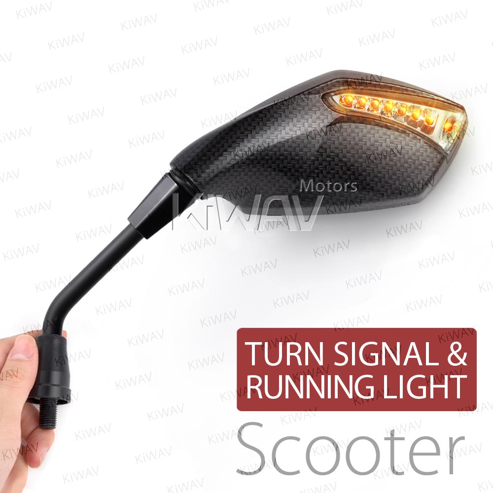 Fist carbon LED mirrors for M8 scooter with auxiliary LED running light