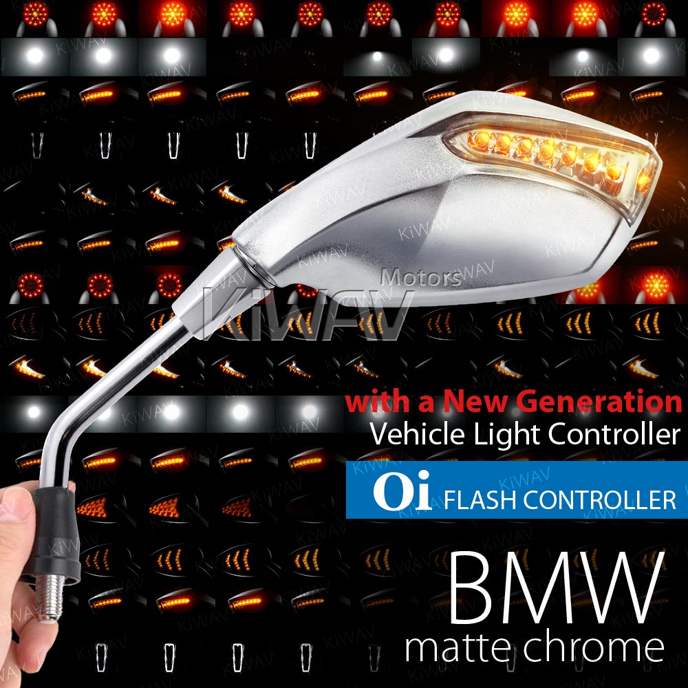 Fist sandblasting chrome LED mirrors with Oi flash controller compatible with BMW