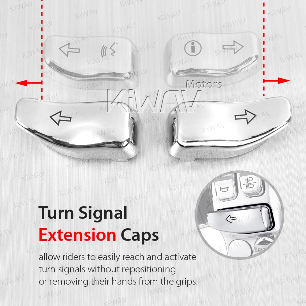 switches turn signal extension caps chrome compatible with harley