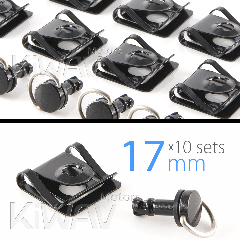 Magazi 1/4 turn Quick Release Fastener Motorcycle Scooter Fairing Clip on 17mm 10 Pieces Black