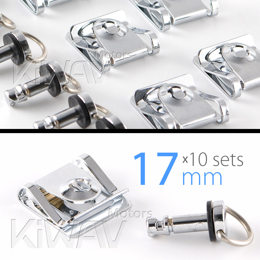 Magazi 1/4 turn Quick Release Fastener Motorcycle Scooter Fairing Clip on fairing fasteners 17mm 10 Pieces chrome