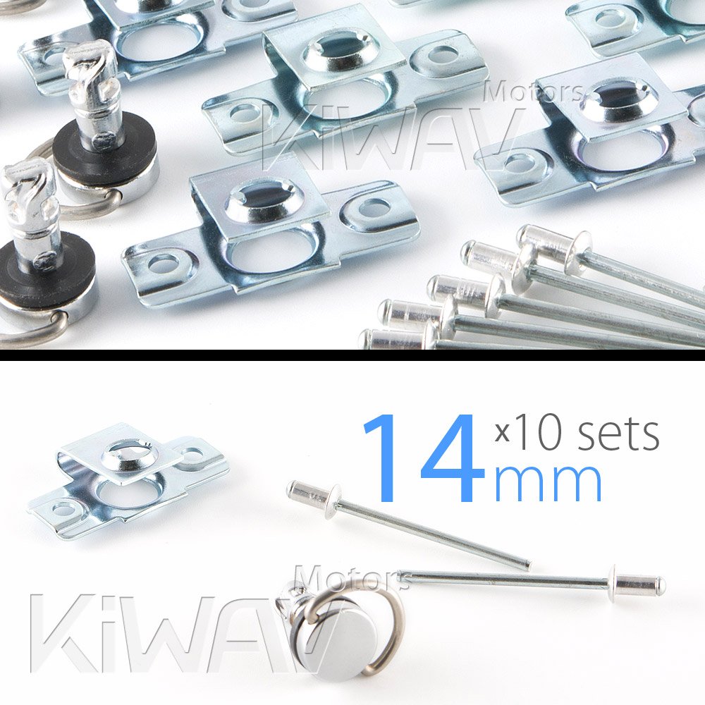 Magazi 1/4 turn Quick Release Fastener Motorcycle Scooter Fairing rivet on 14mm 10 Pieces Chrome