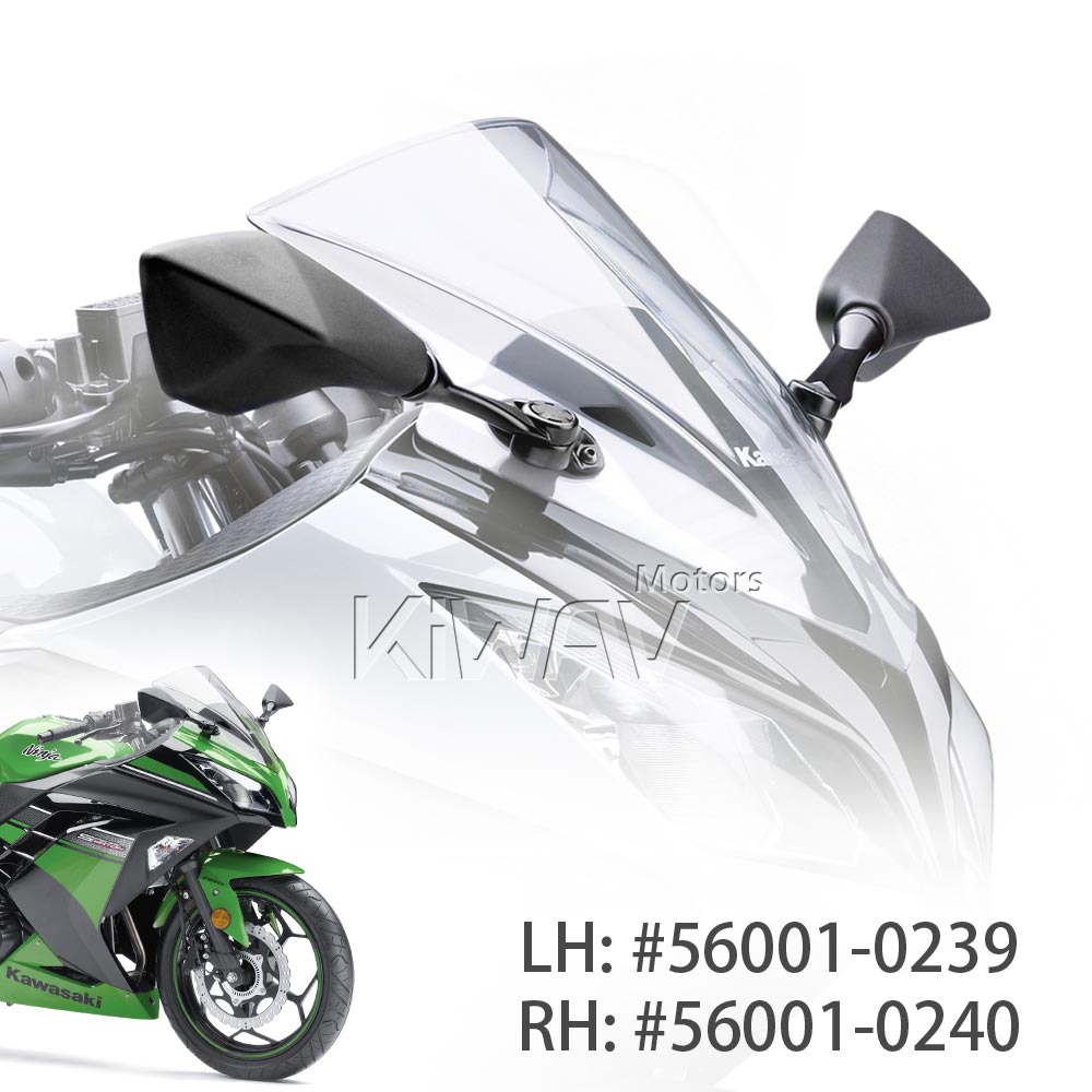 MPW Replacement Mirrors For Kawasaki Ninja 300 (EX300) 2013-2016 - Black, Matte, Adjustable