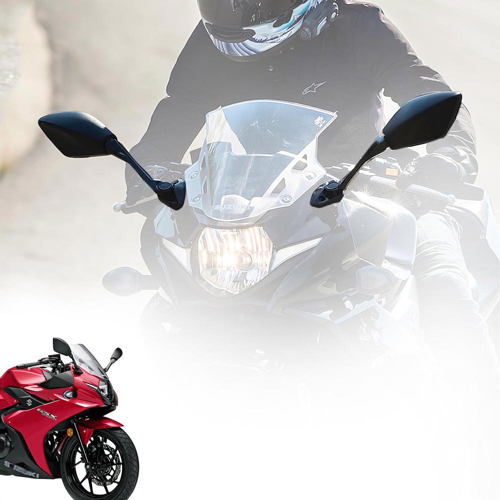 MPW Matte Black Rectangular Mirrors For Suzuki GSX 650 F (2008-2015) – Left & Right Pair, Adjustable