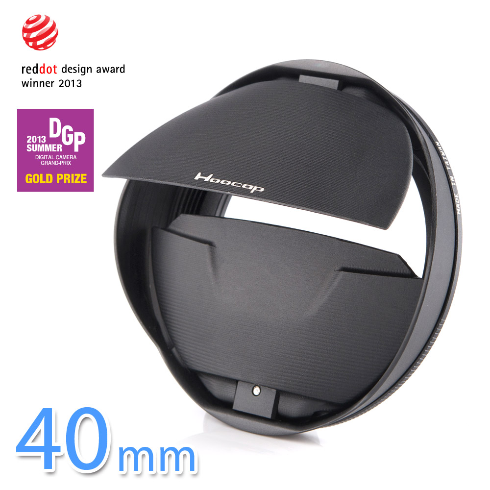 Hoocap black lens cap + hood 2in1 for filter size 40mm