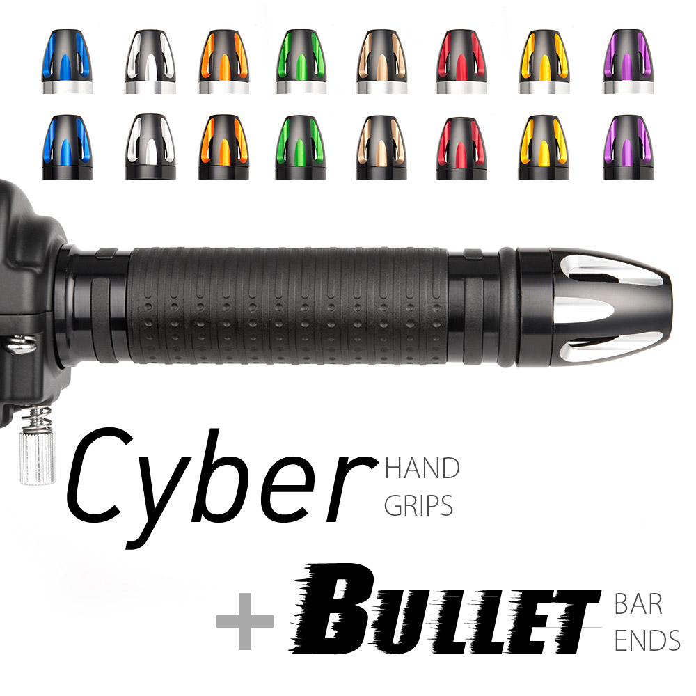 Cyber grips black with Bullet bar ends