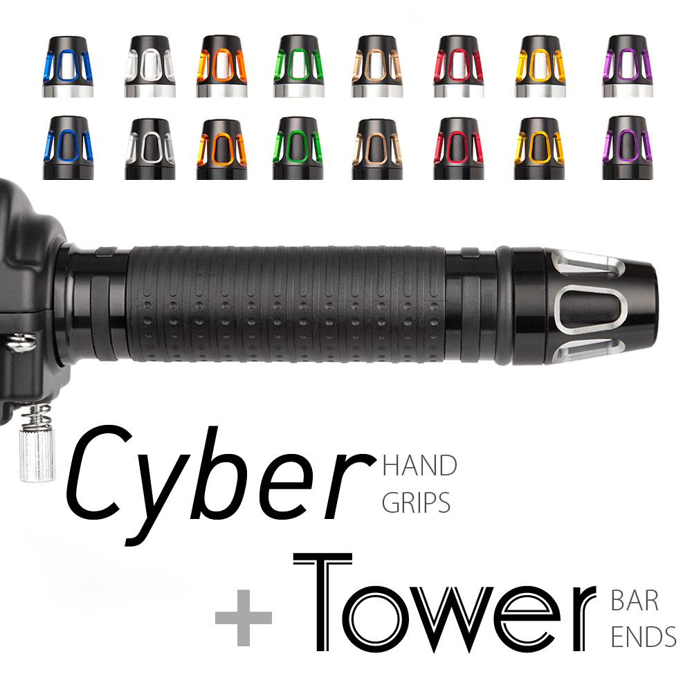 Cyber grips black with Tower bar ends