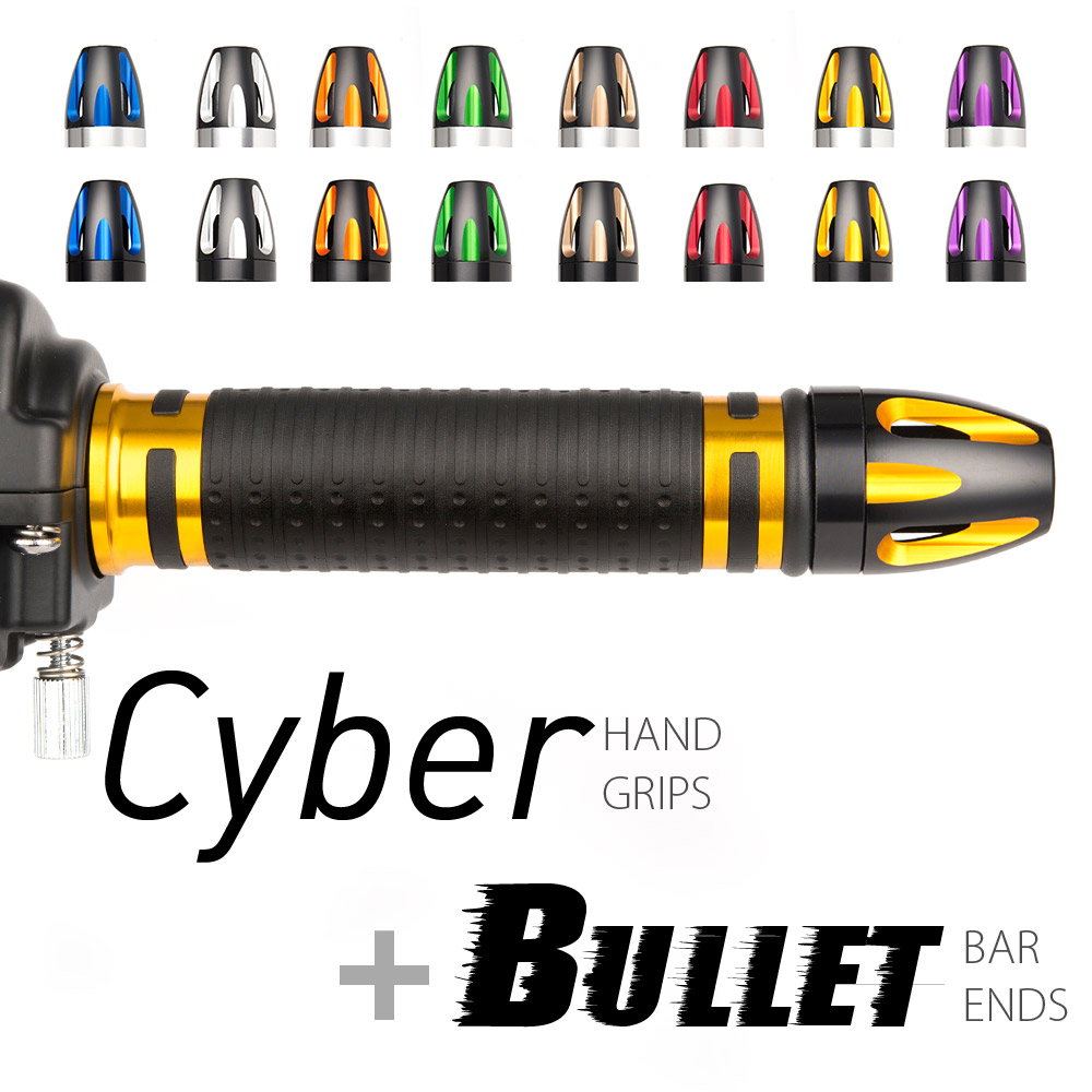 Cyber grips gold with Bullet bar ends