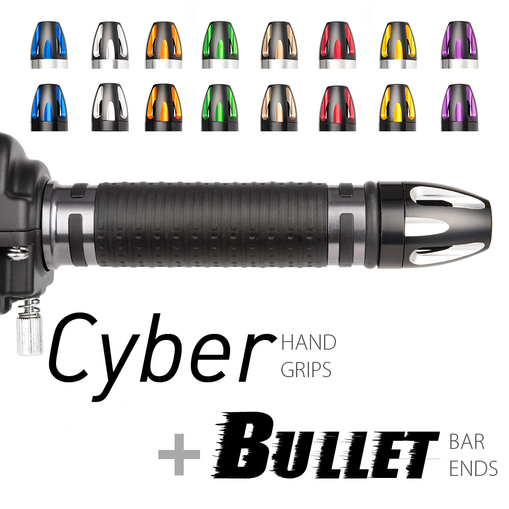 Cyber grips gray with Bullet bar ends