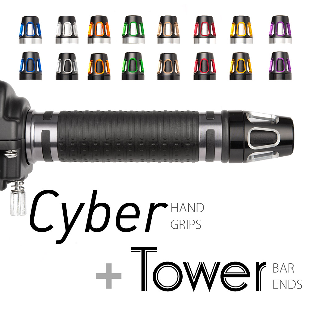 Cyber grips gray with Tower bar ends