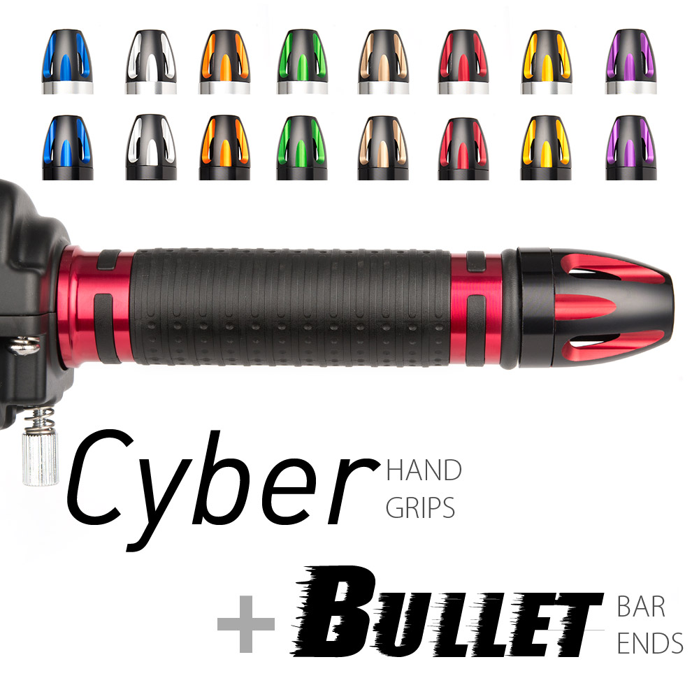 Cyber grips red with Bullet bar ends
