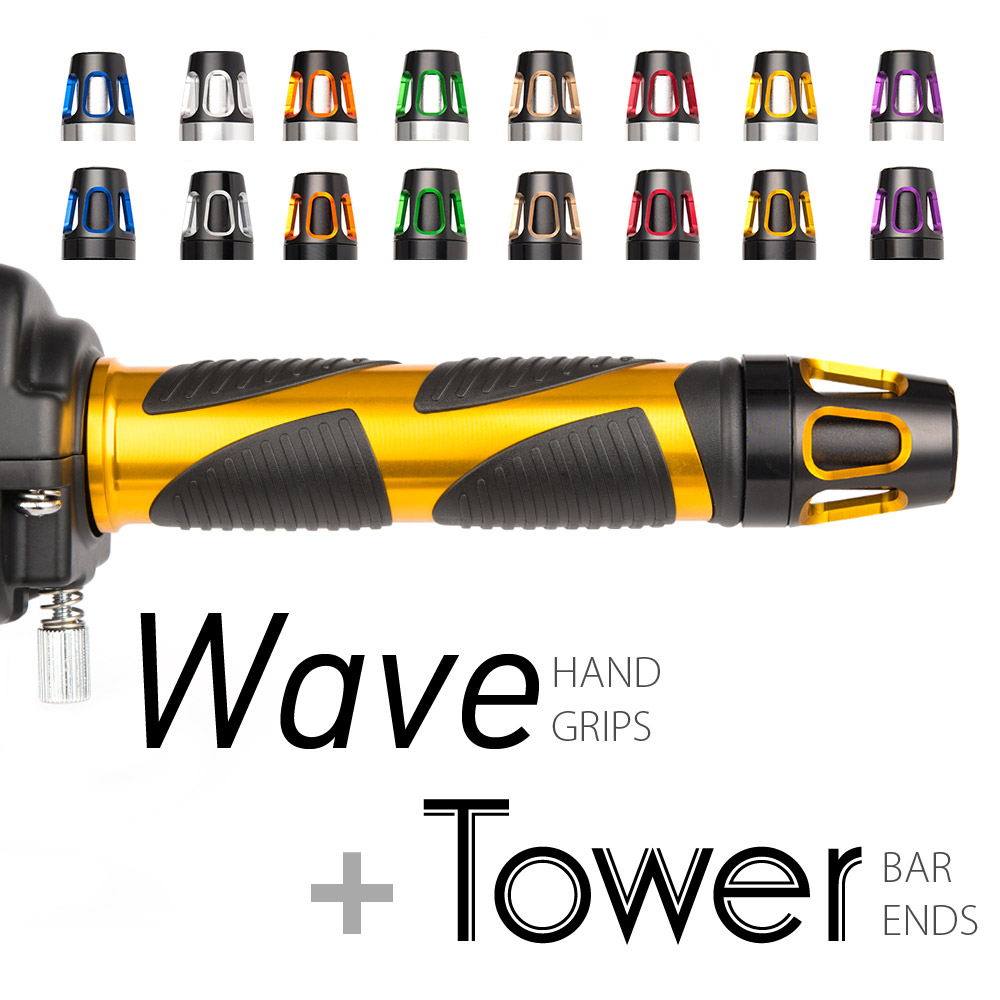 Wave grips gold with Tower bar ends