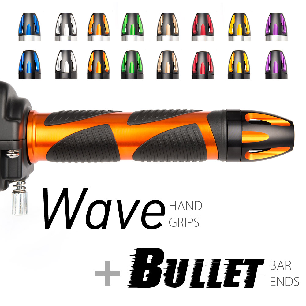 Wave grips orange with Bullet bar ends