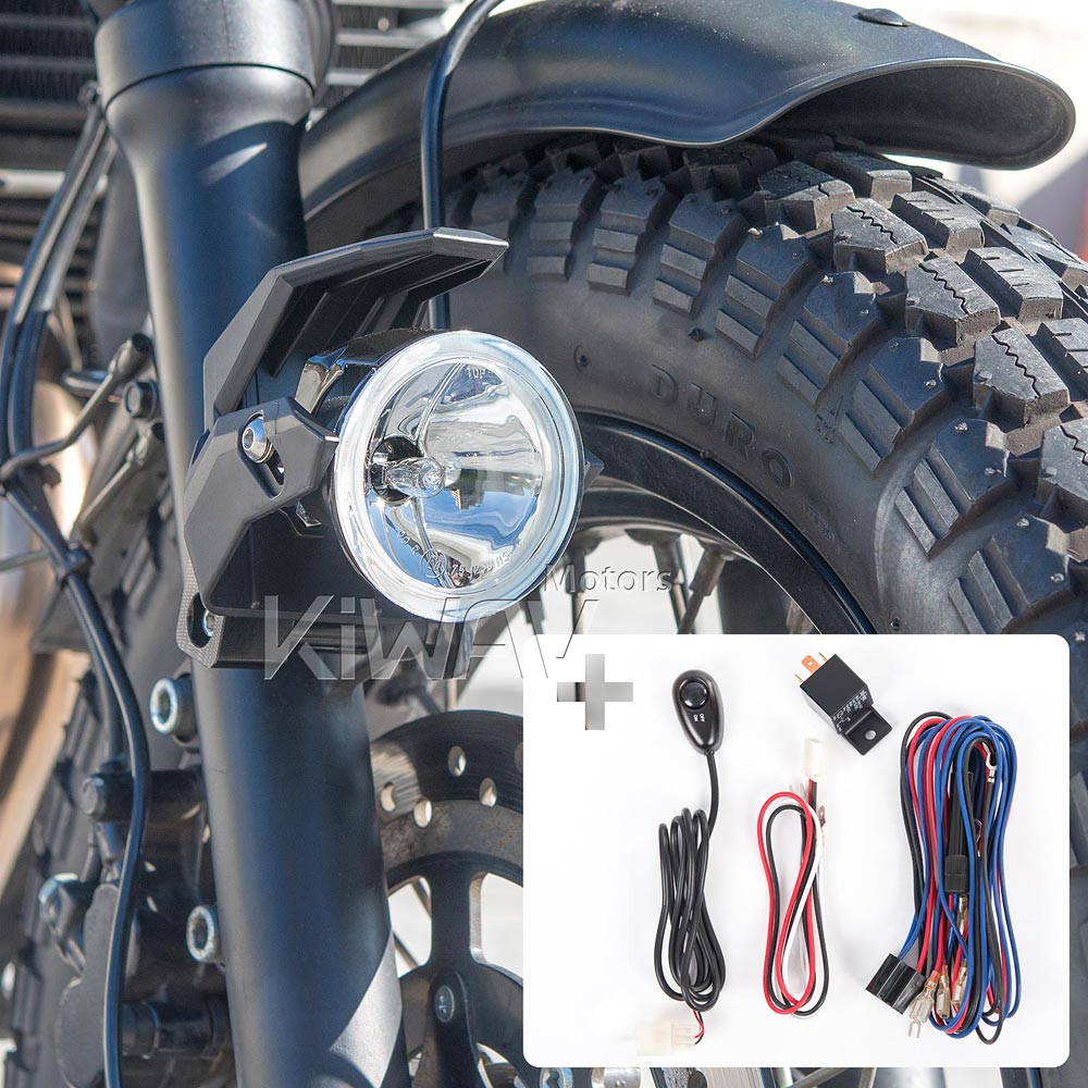 motorcycle 2.75 Inch 12V 55W round driving light black with wiring kits and a bracket