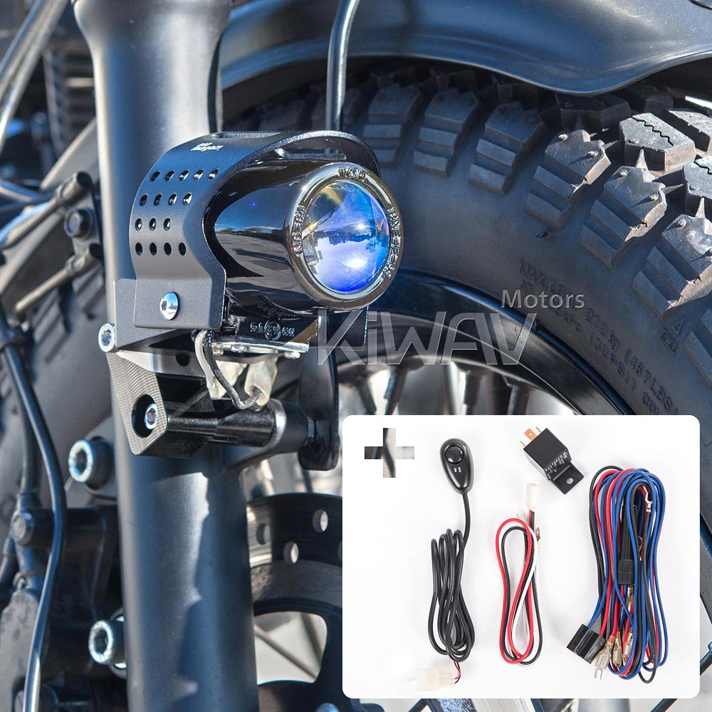 motorcycle fish-eye round 12V 55W fog light with wiring kit and a bracket