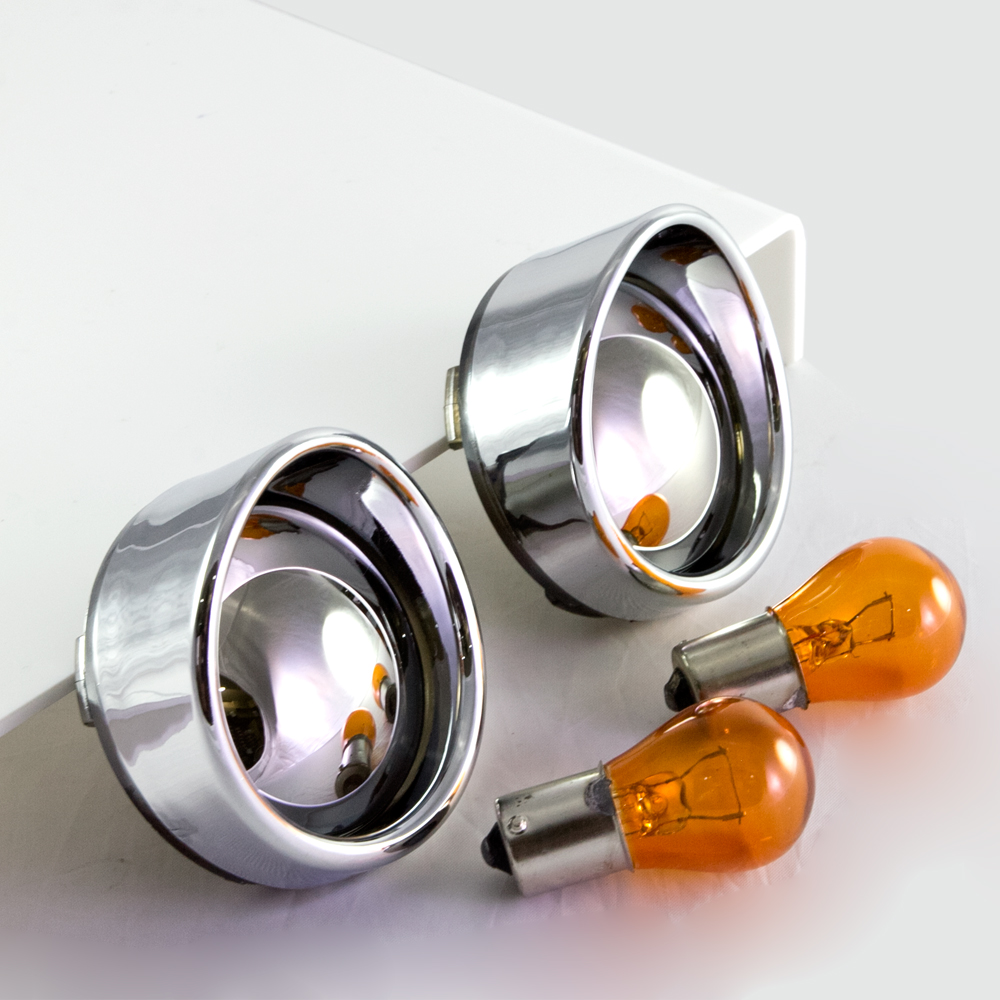 chrome plated visor type turn signal indicator lens compatible with Harley Davidson